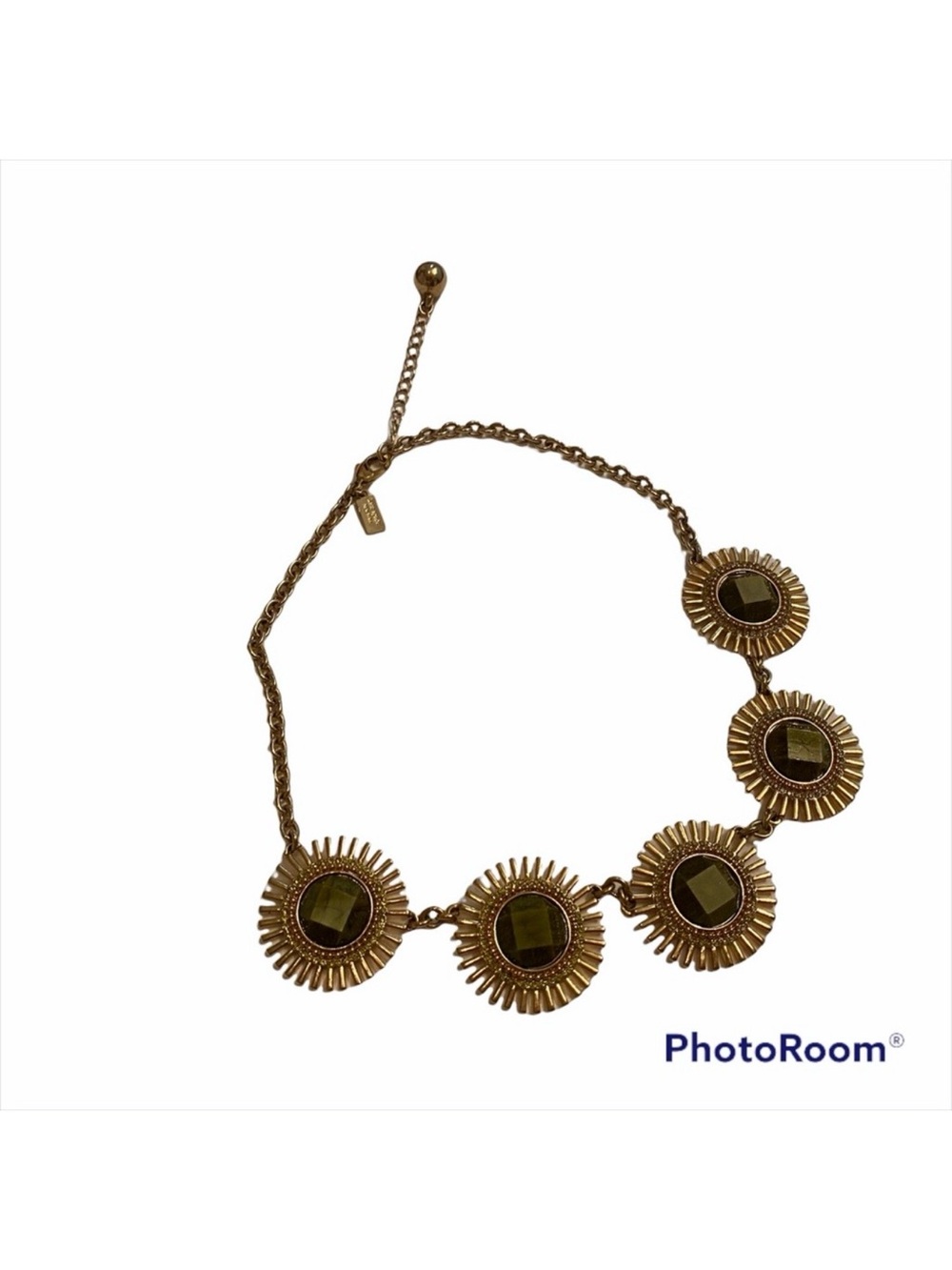 KATE SPADE NECKLACE CHOKER GOLD GREEN STATEMENT MEDALLIONS SUNBURST 16”